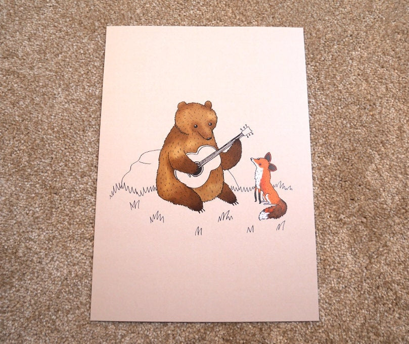 Bear & Fox A4 Signed Print