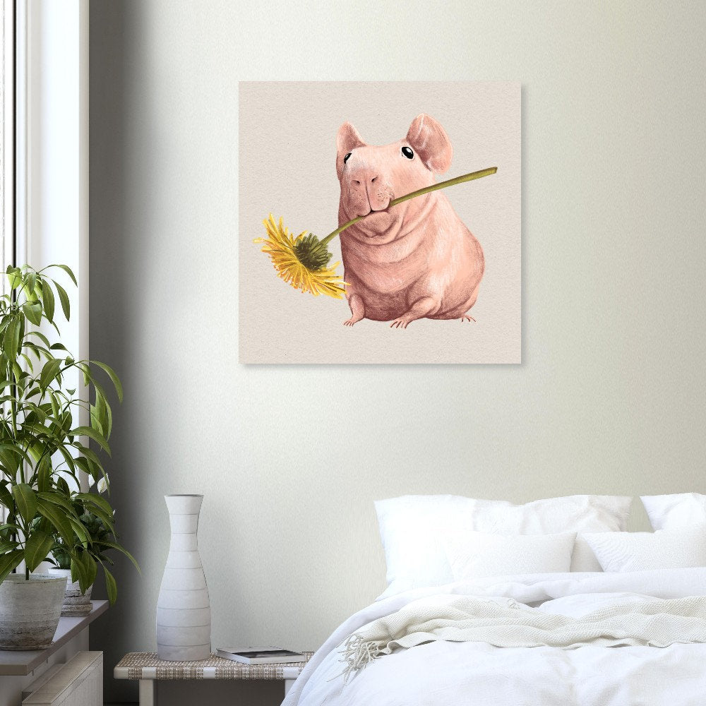 Naked Guinea Skinny Pig and Dandelion Premium Matte Paper Poster