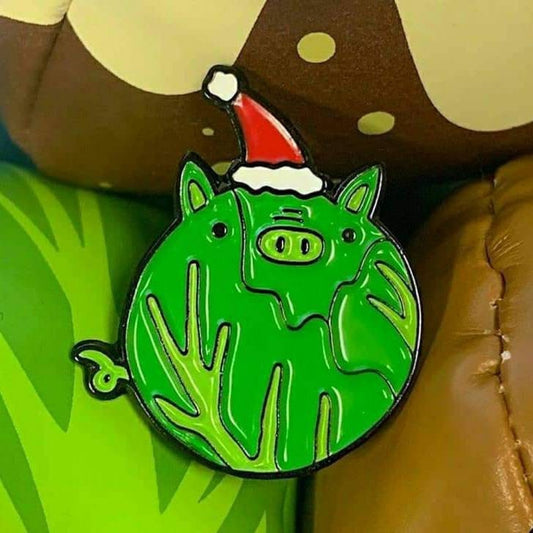 Brussels Snout Christmas Brussel Sprout Pig Pin Badge
