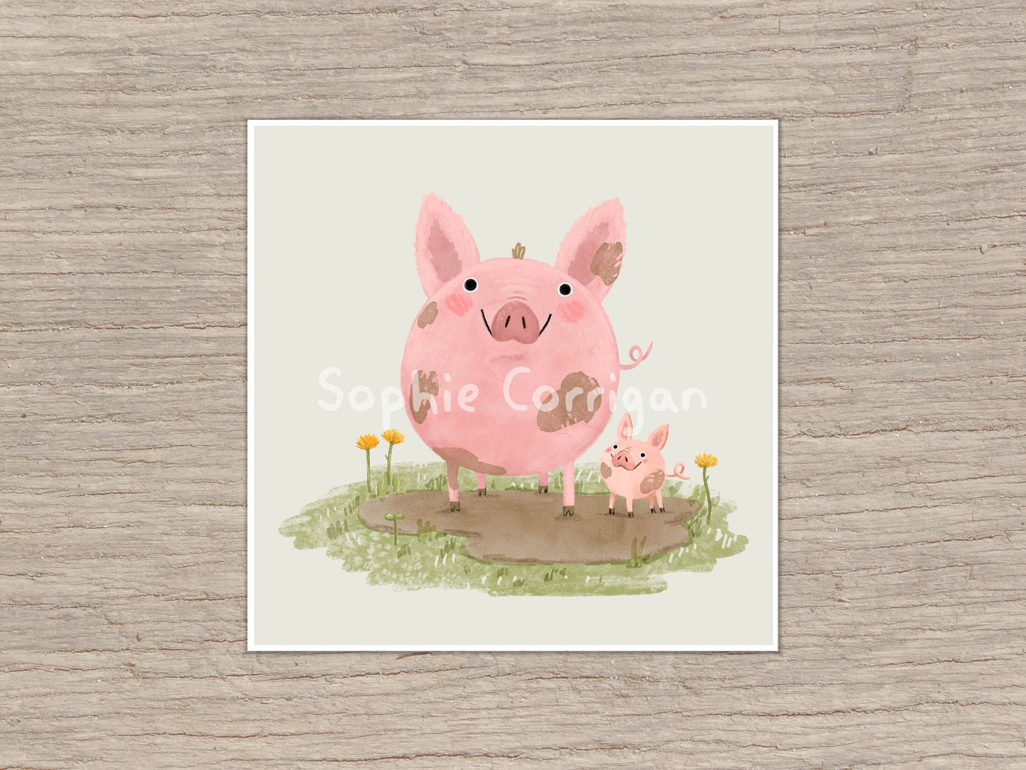 Piggies in a Mud Puddle Signed Art Print