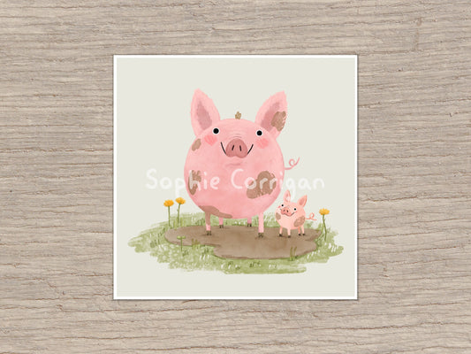 Piggies in a Mud Puddle Signed Art Print