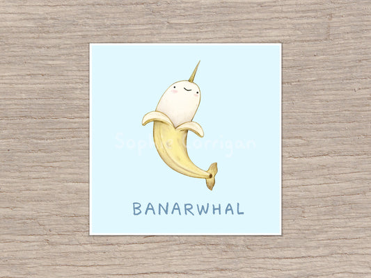 Banarwhal Banana Narhwal Signed Fine Art Print