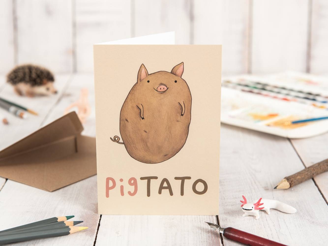 Pigtato Card: Original Pig Potato Illustration Greeting Card