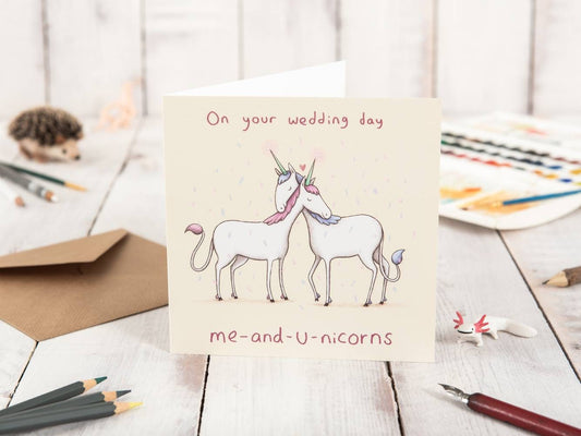 Unicorn Wedding Card - Cute Illustrated Marriage Greeting