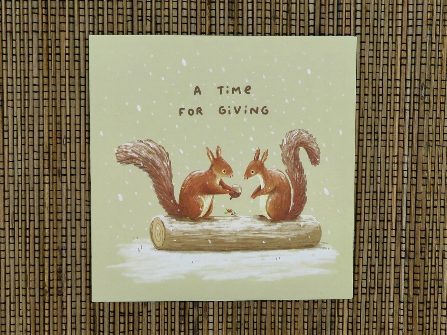 Festive Red Squirrels A Time for Giving Christmas Card