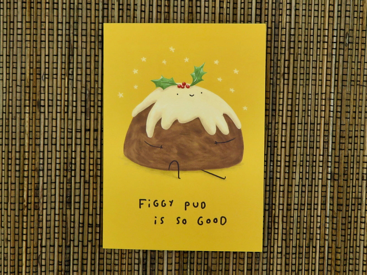 Figgy Pud Christmas Card: Festive Pudding Illustration