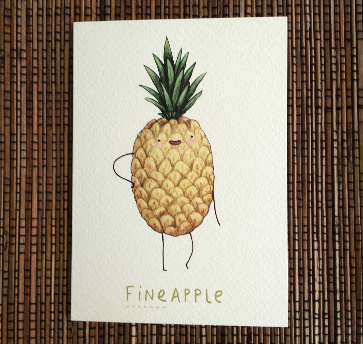 Fineapple Card | Cute Pineapple Illustration, Kraft Envelope