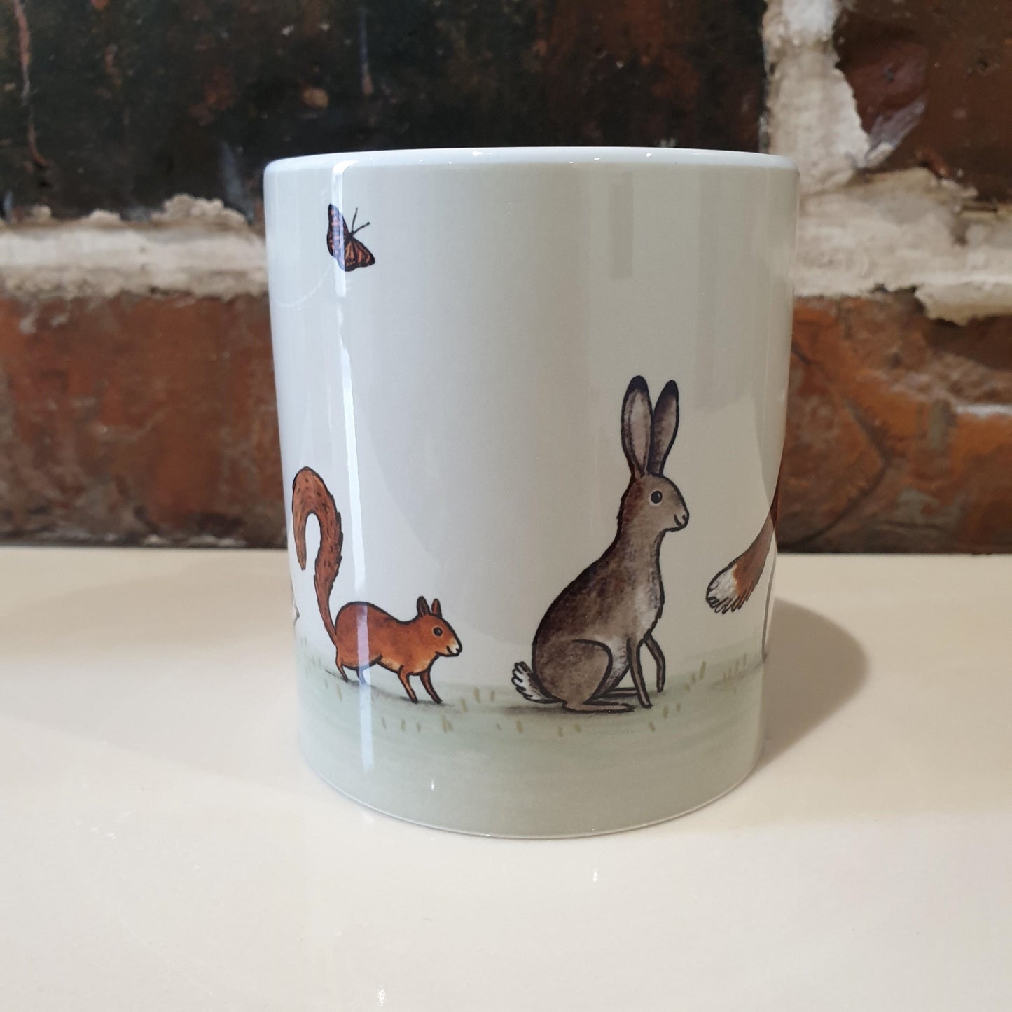 Behind You All The Way Fox Hare Red Squirrel Hedgehog Butterfly British Wildlife Mug
