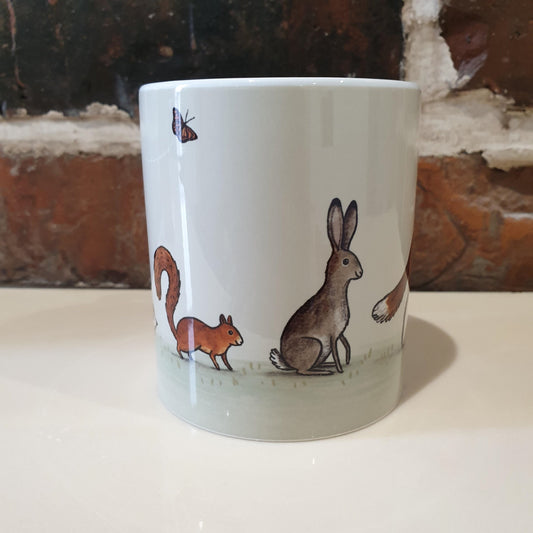 Behind You All The Way Fox Hare Red Squirrel Hedgehog Butterfly British Wildlife Mug
