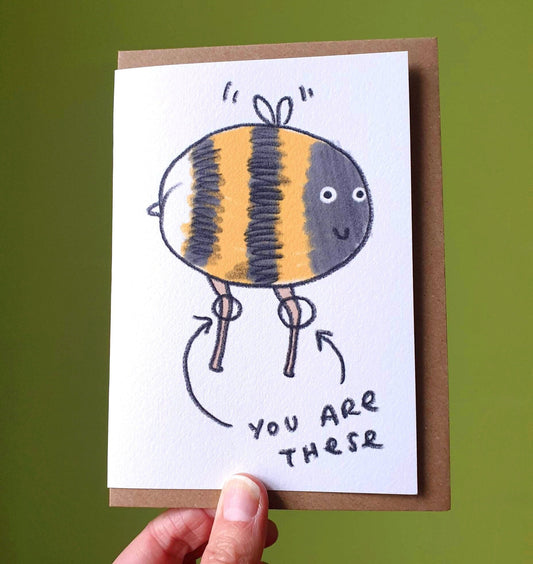Bee's Knees Card - Funny Friendship Illustration Birthday Card