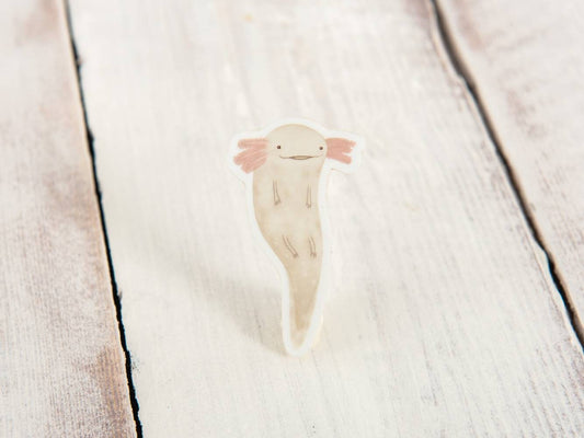 Floating Axolotl Transparent Background Vinyl Sticker