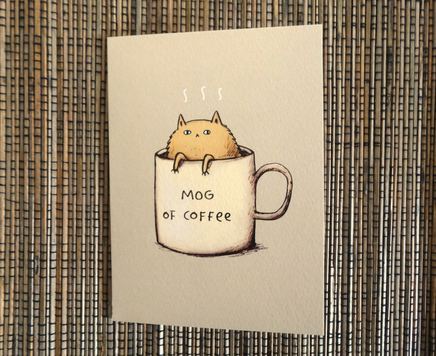 Mog Of Coffee Cat in a Cup Card