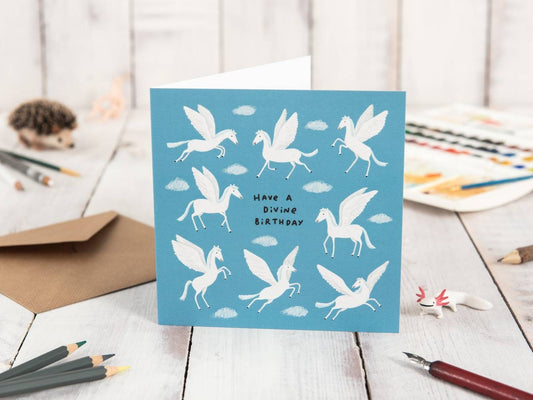 Pegasus Flying Horse Divine Birthday Card