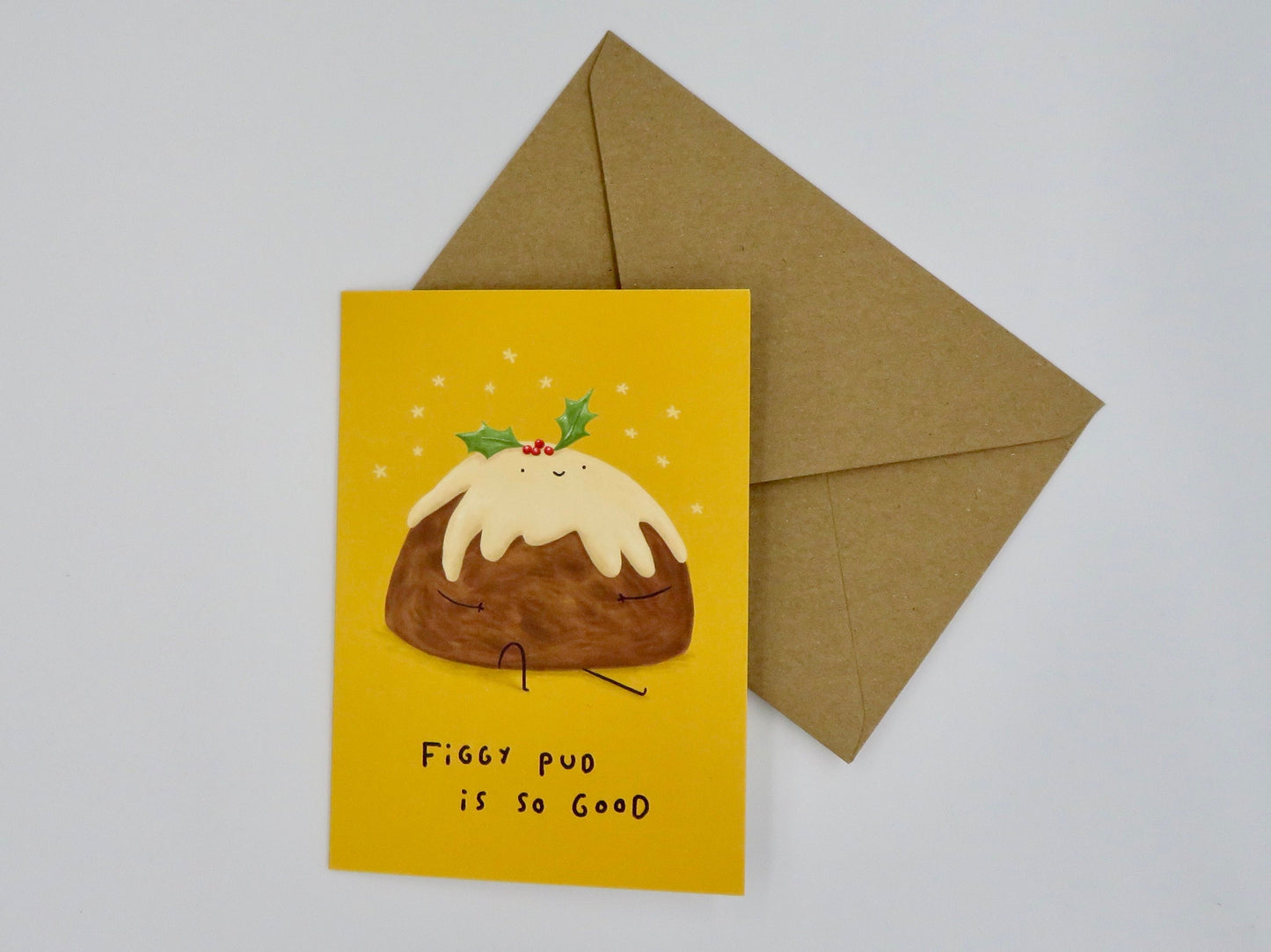 Figgy Pud Christmas Card: Festive Pudding Illustration