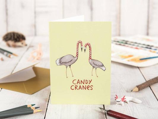 Candy Cranes Bird Candy Canes Christmas Card