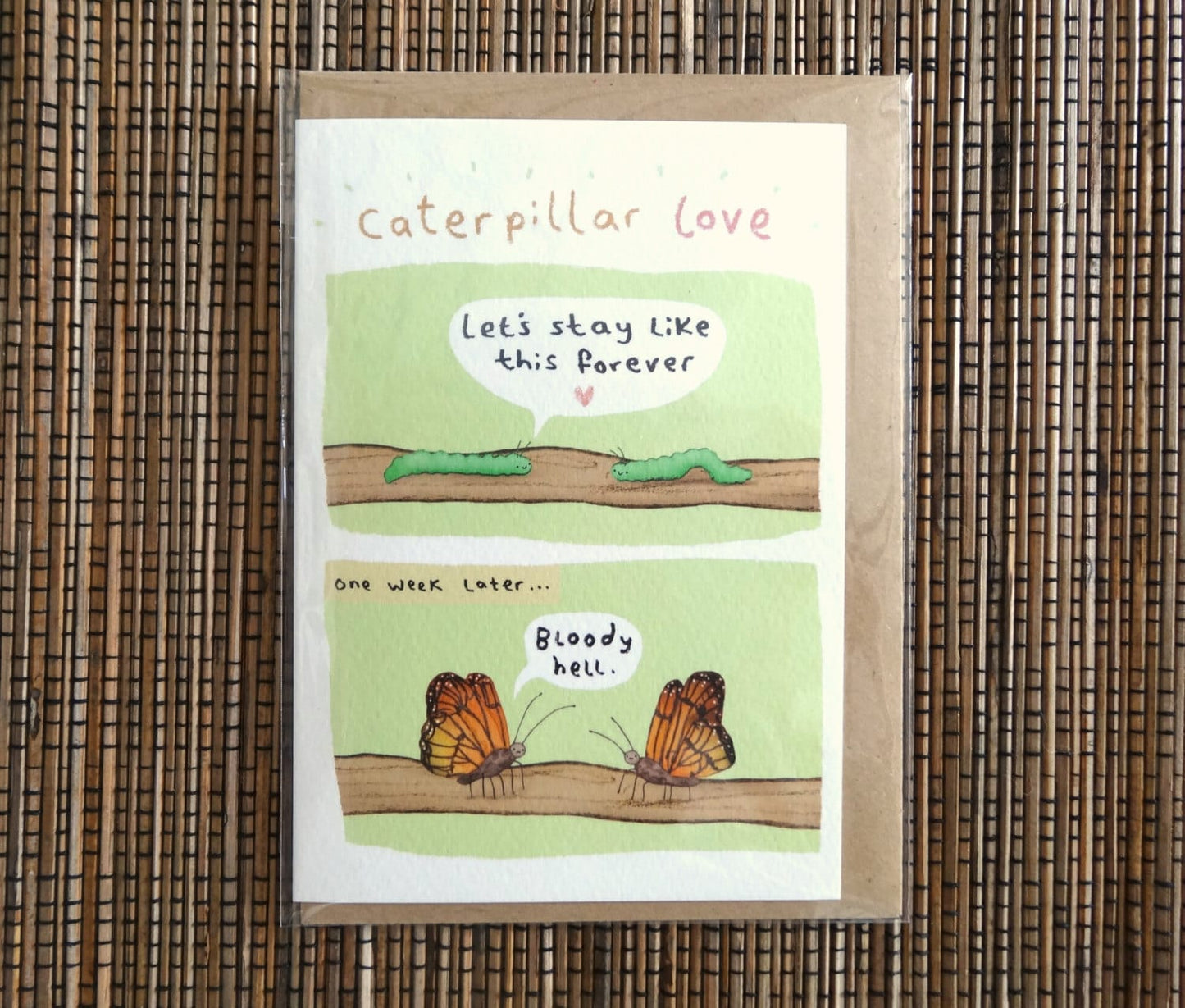 Caterpillar Love Card - Butterfly Bugs Valentine's Day