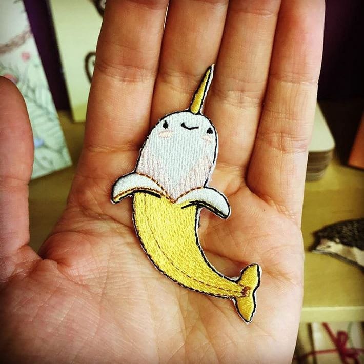 Banarwhal Banana Narwhal Iron On Patch