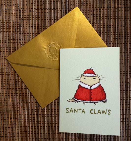 Santa Claws Cat Cute Costume Christmas Card