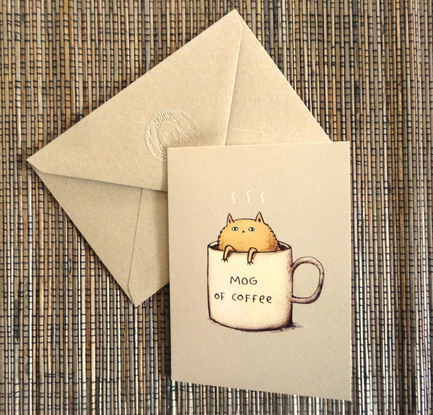 Mog Of Coffee Cat in a Cup Card
