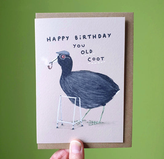 Old Coot Moorhen Bird Funny Birthday Card