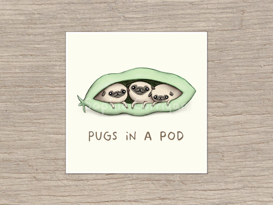 Pugs in a Pod Signed Art Print