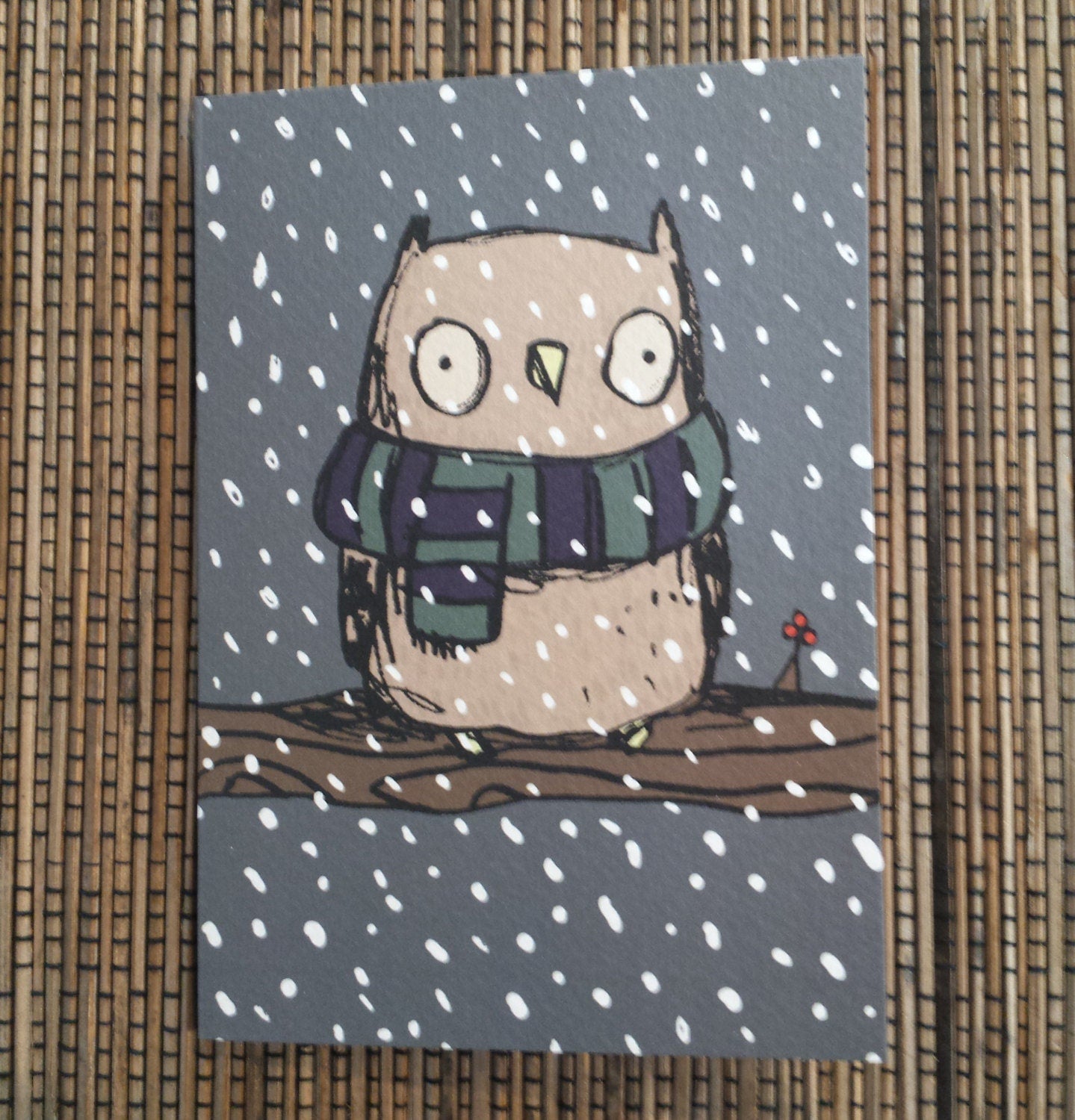 Chilly Owl in the Snow Christmas Card