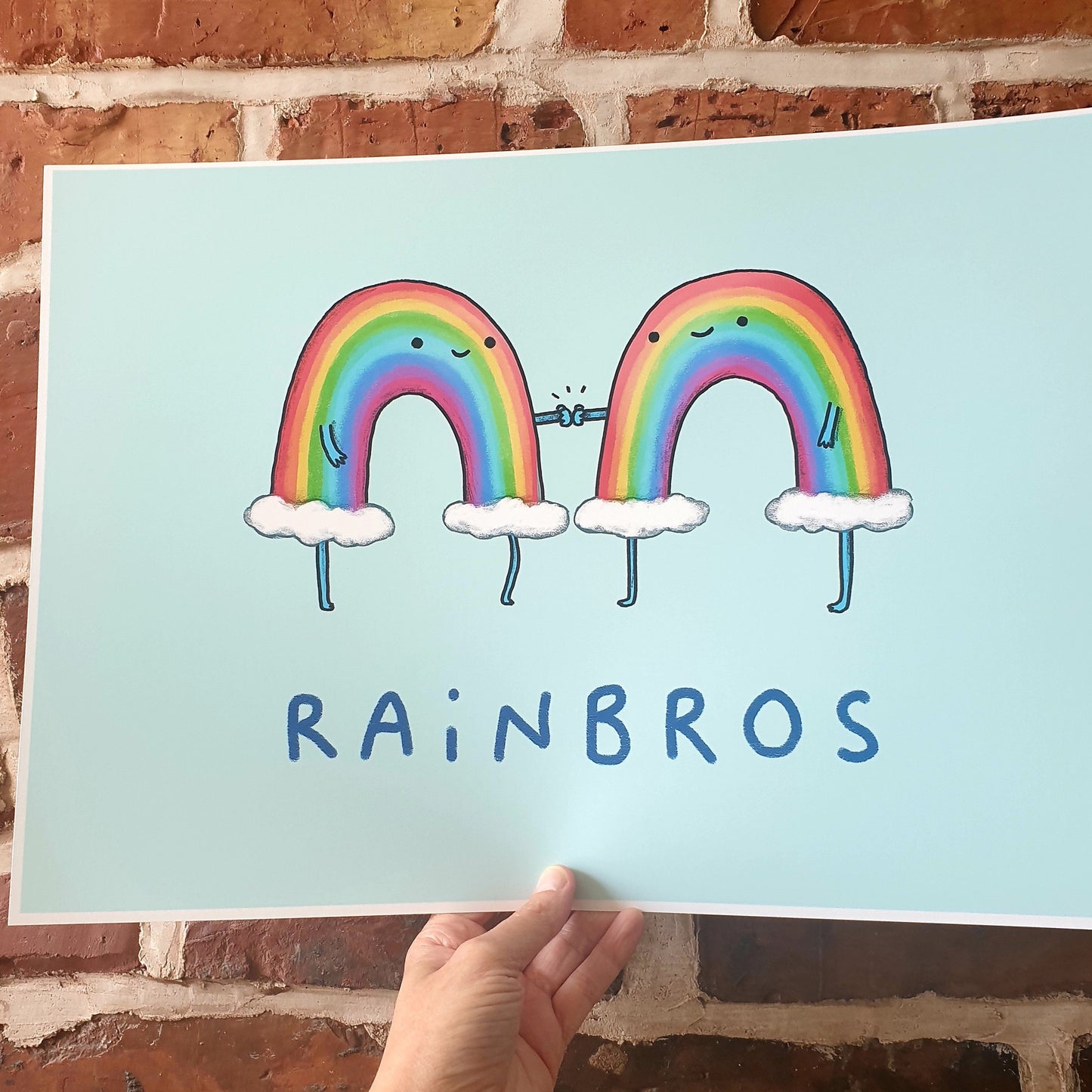 Rainbros Cute Fistbump Rainbow Brothers Signed Fine Art Print