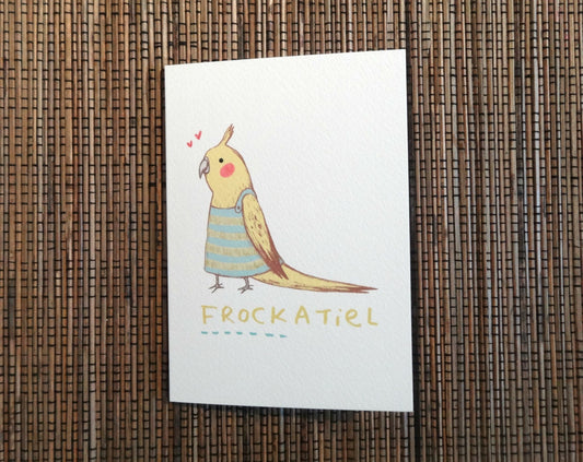 Frockatiel Card - Cute Funny Cockatiel in a Dress