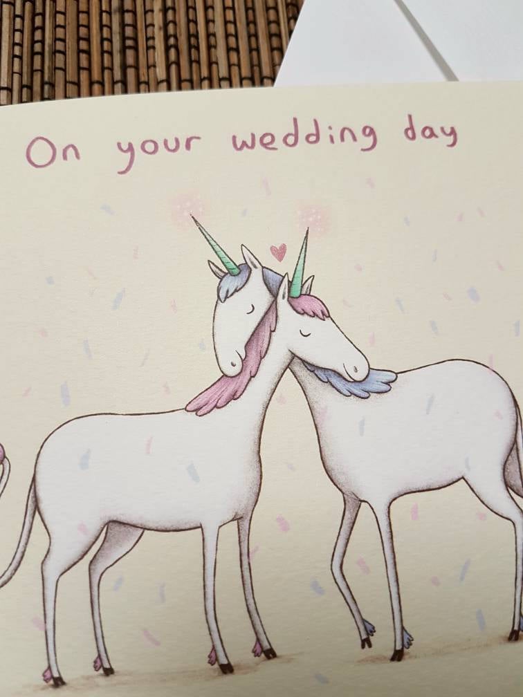 Unicorn Wedding Card - Cute Illustrated Marriage Greeting