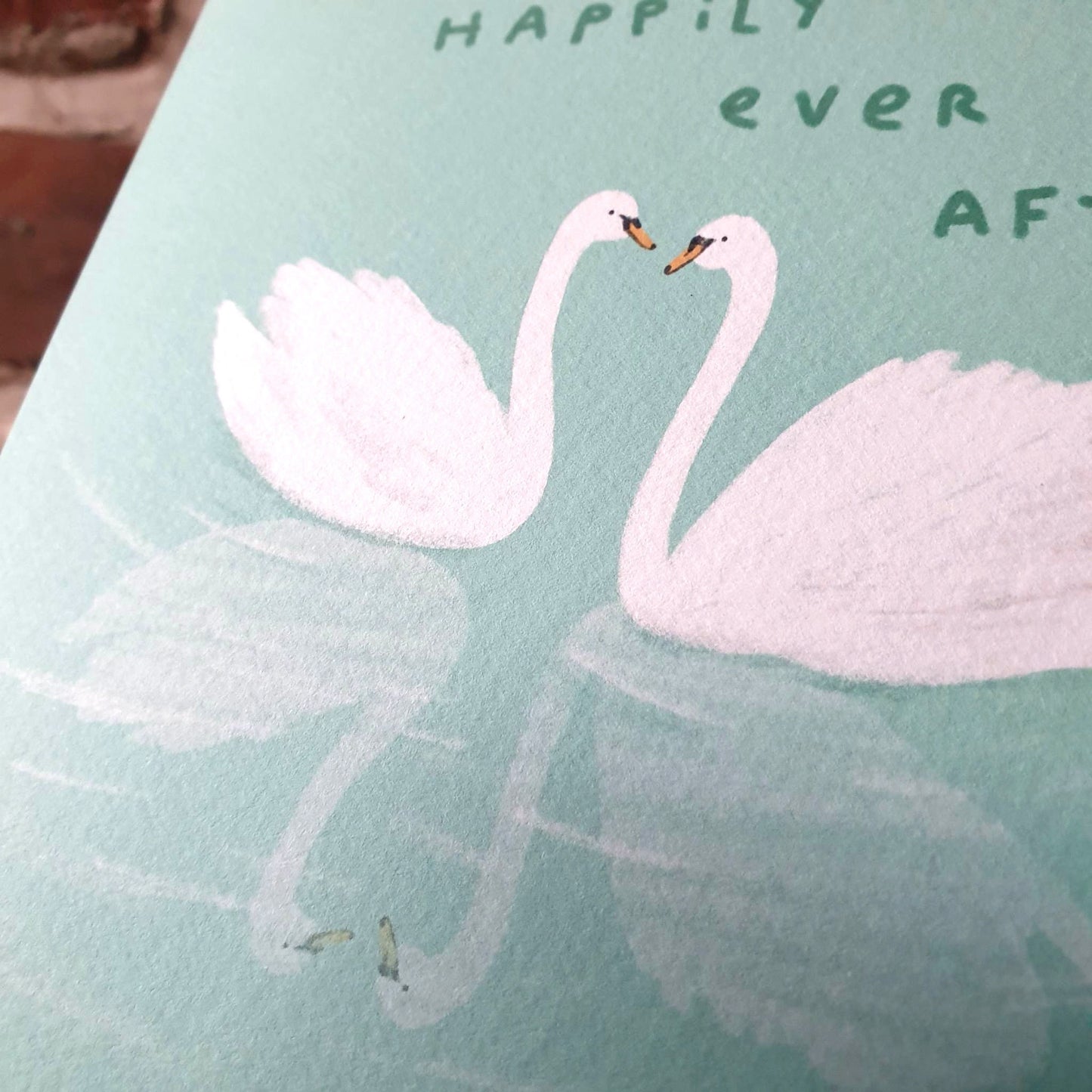 Swan Wedding Card: Happily Ever After Illustration