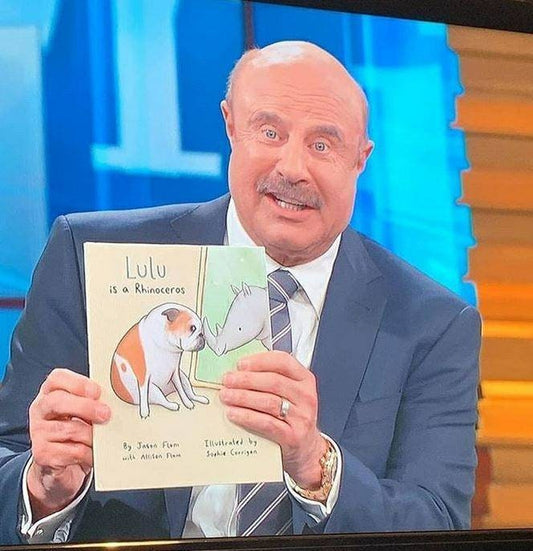 Lulu is a Rhinoceros Children's Book Signed by Author Jason Flom and Illustrator Sophie Corrigan Cute Inclusive Bulldog Kids Picture Book