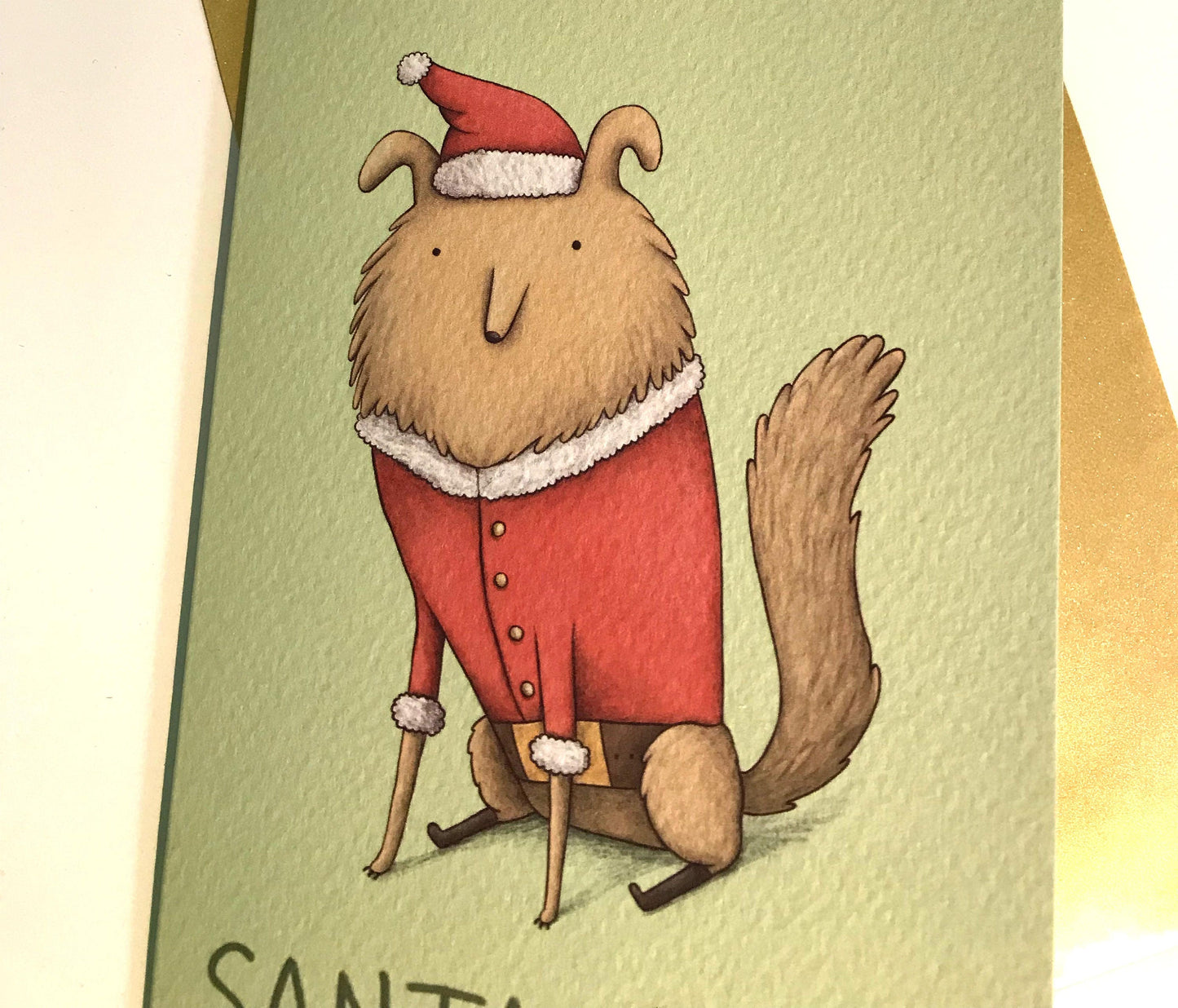 Santa Paws Cute Dog Christmas Card
