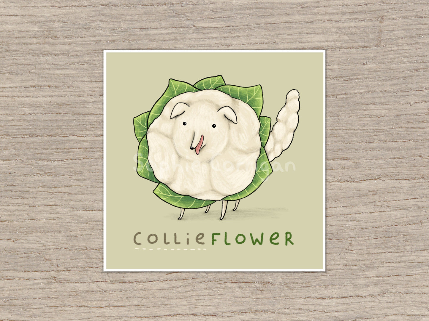 Cute Collieflower Signed Fine Art Print - Dog Cauliflower Pun Pugtato