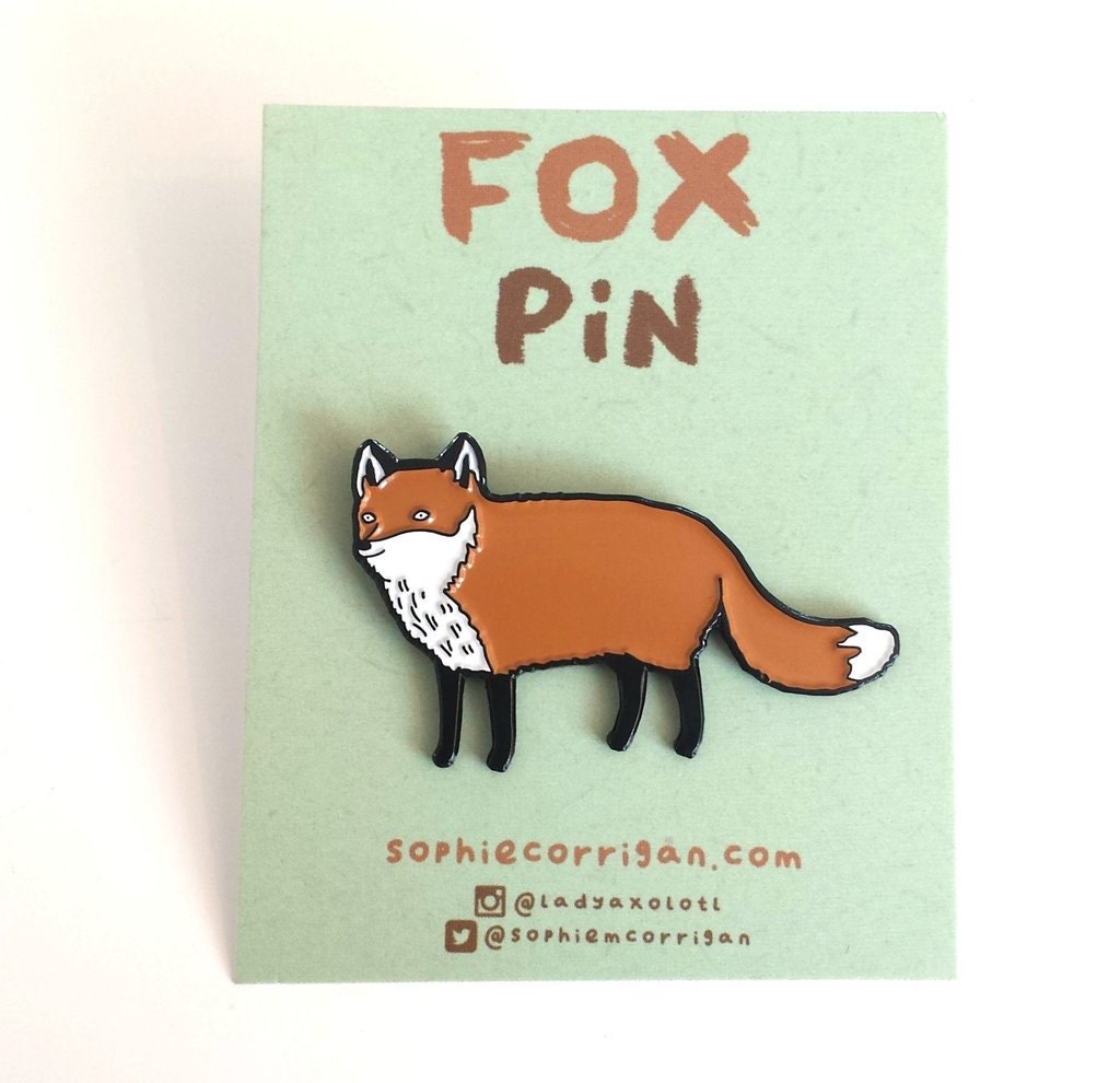 Fox Enamel Pin: Original Illustration, British Wildlife Charity