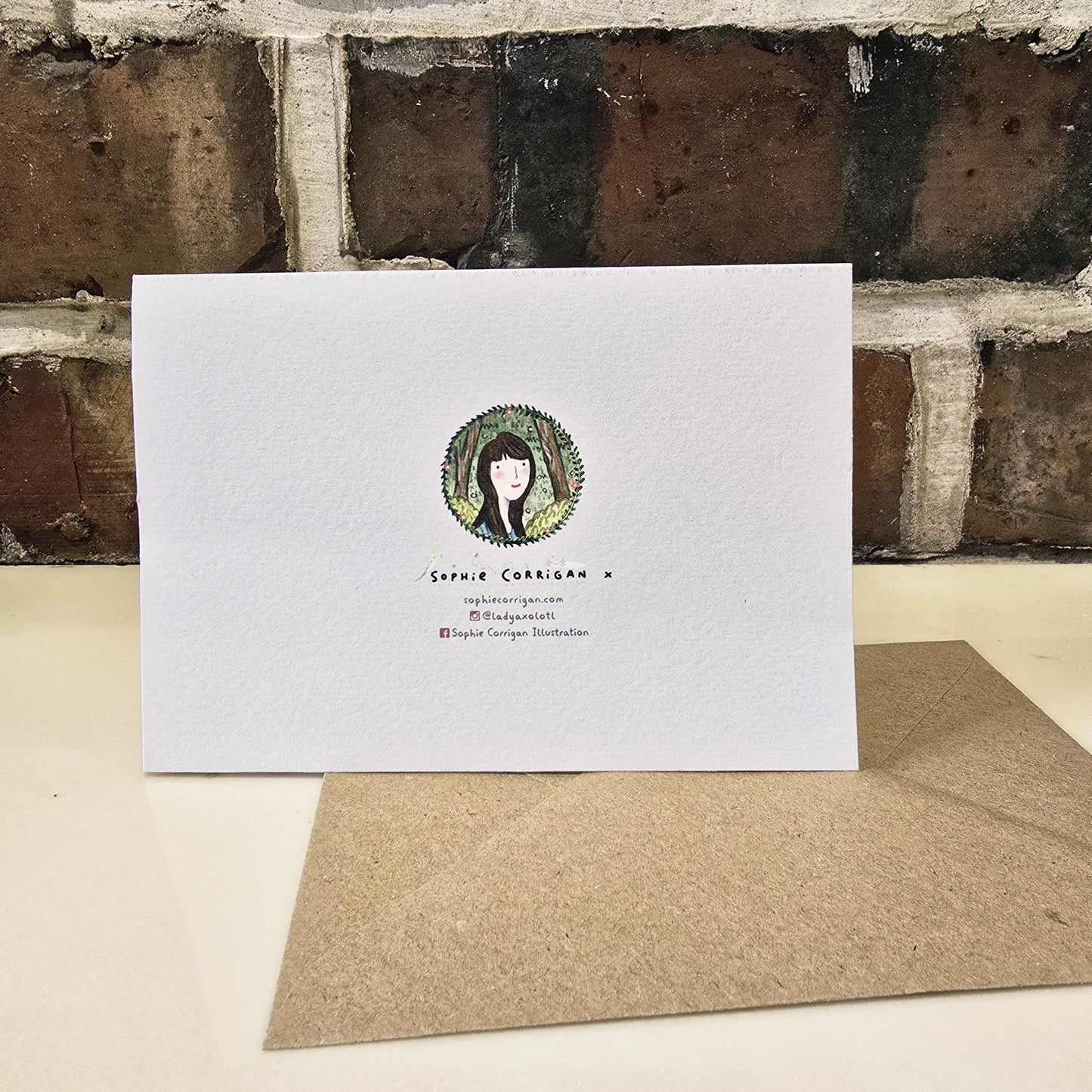 Fox and Crow; Piggyback - Cute Illustrated Bird Raven Greetings Card