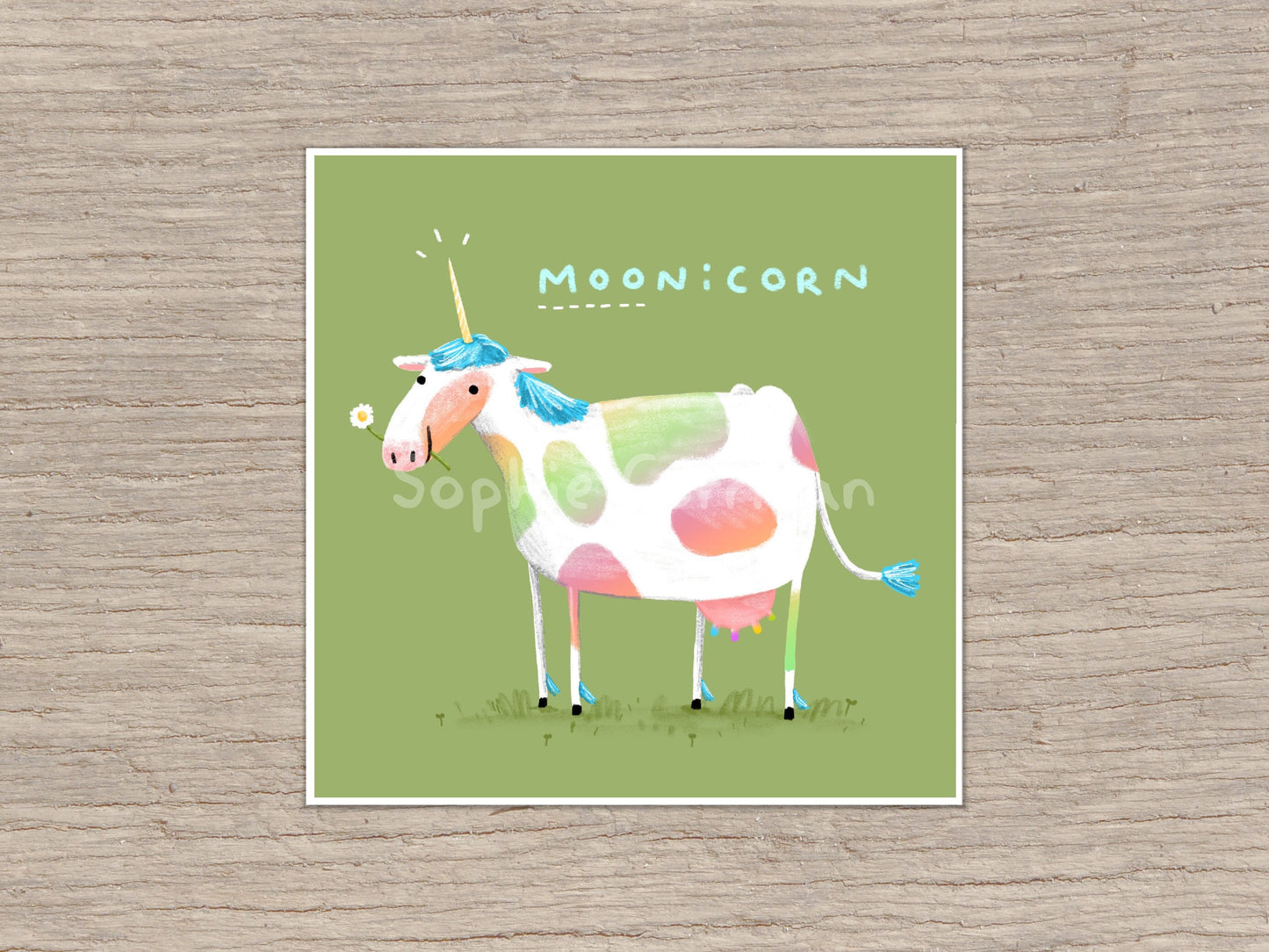 MOOnicorn Cute Rainbow Cow Unicorn Signed Fine Art Print