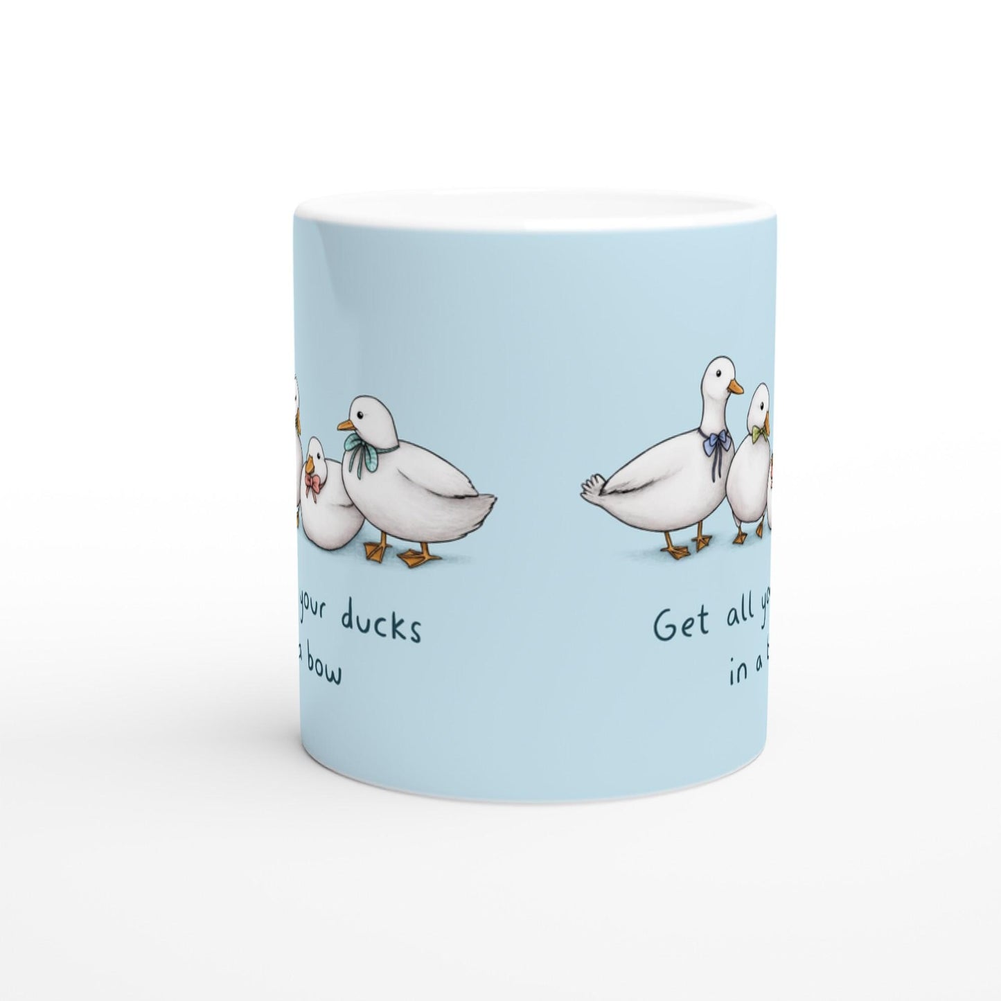Ducks in Bows - Punny Duck Row 11oz Ceramic Mug