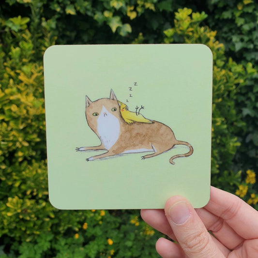 Cat & Cockatiel Coaster