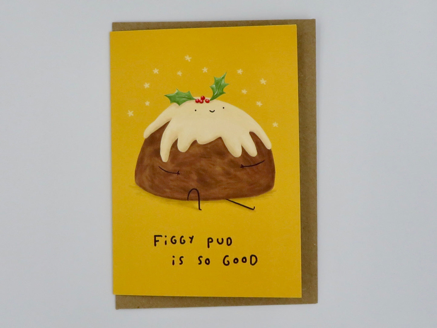 Figgy Pud Christmas Card: Festive Pudding Illustration