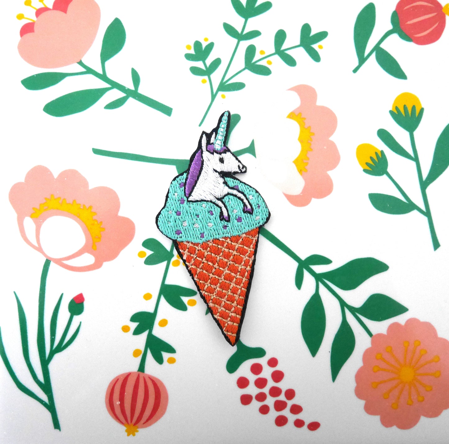 Unicone Embroidered Patch: Unicorn Ice Cream Applique