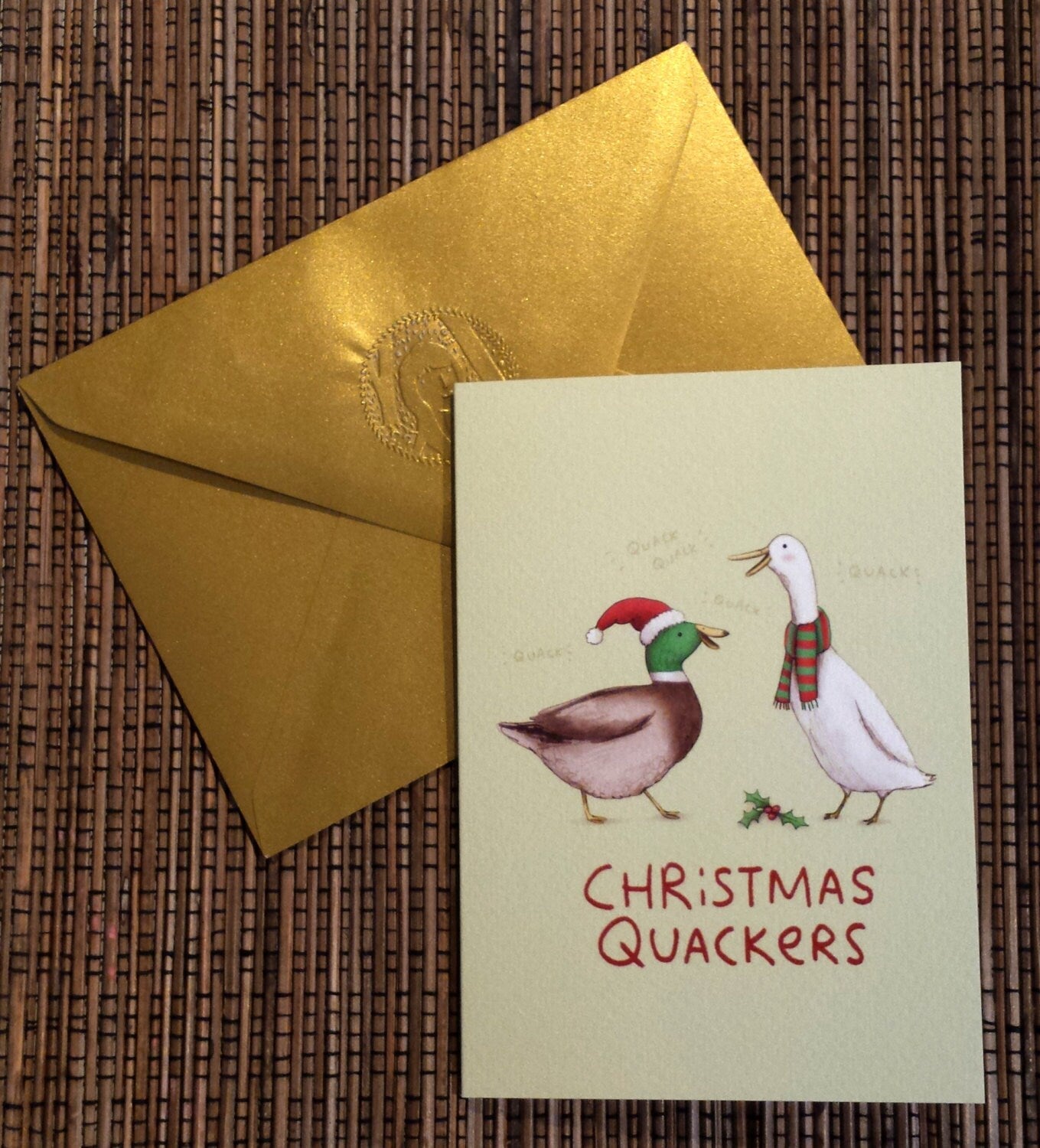 Christmas Quackers Cute Quacking Ducks Christmas Card